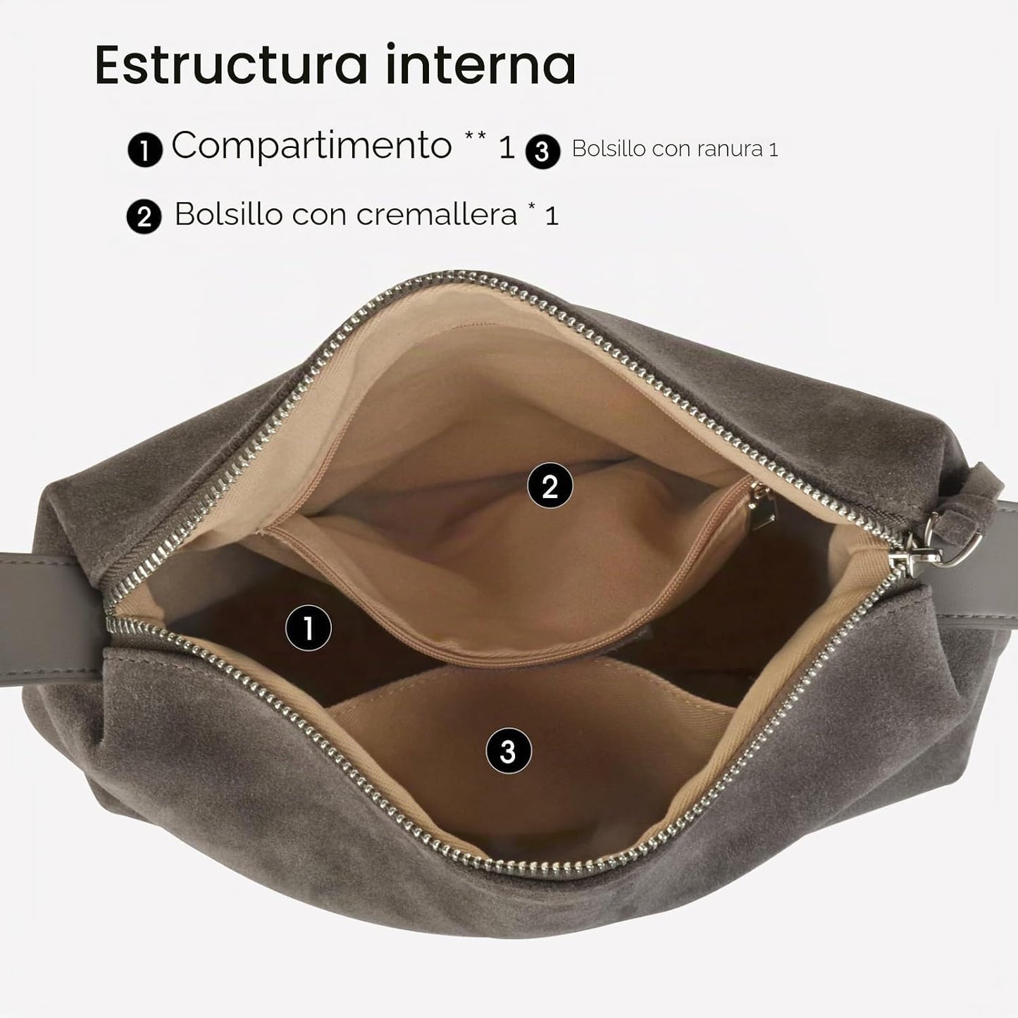 DONNAIN Bolsos cruzados de piel de ante premium para mujer y bolso...