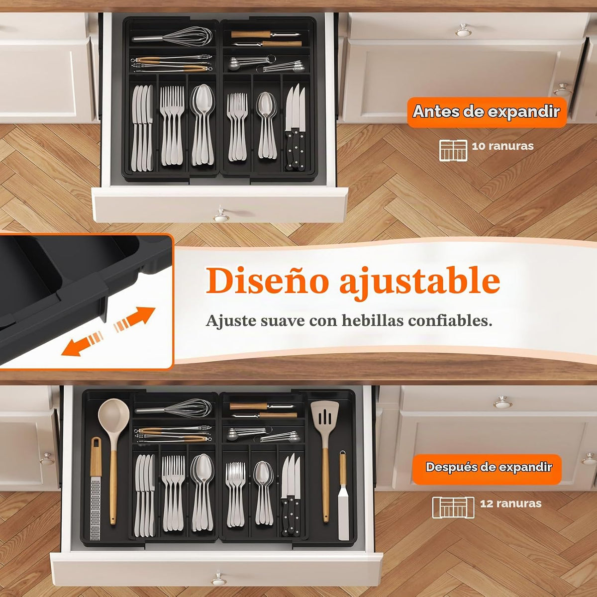 Lifewit Organizador Grande de Cajón para Cubiertos, Expandible de 1...