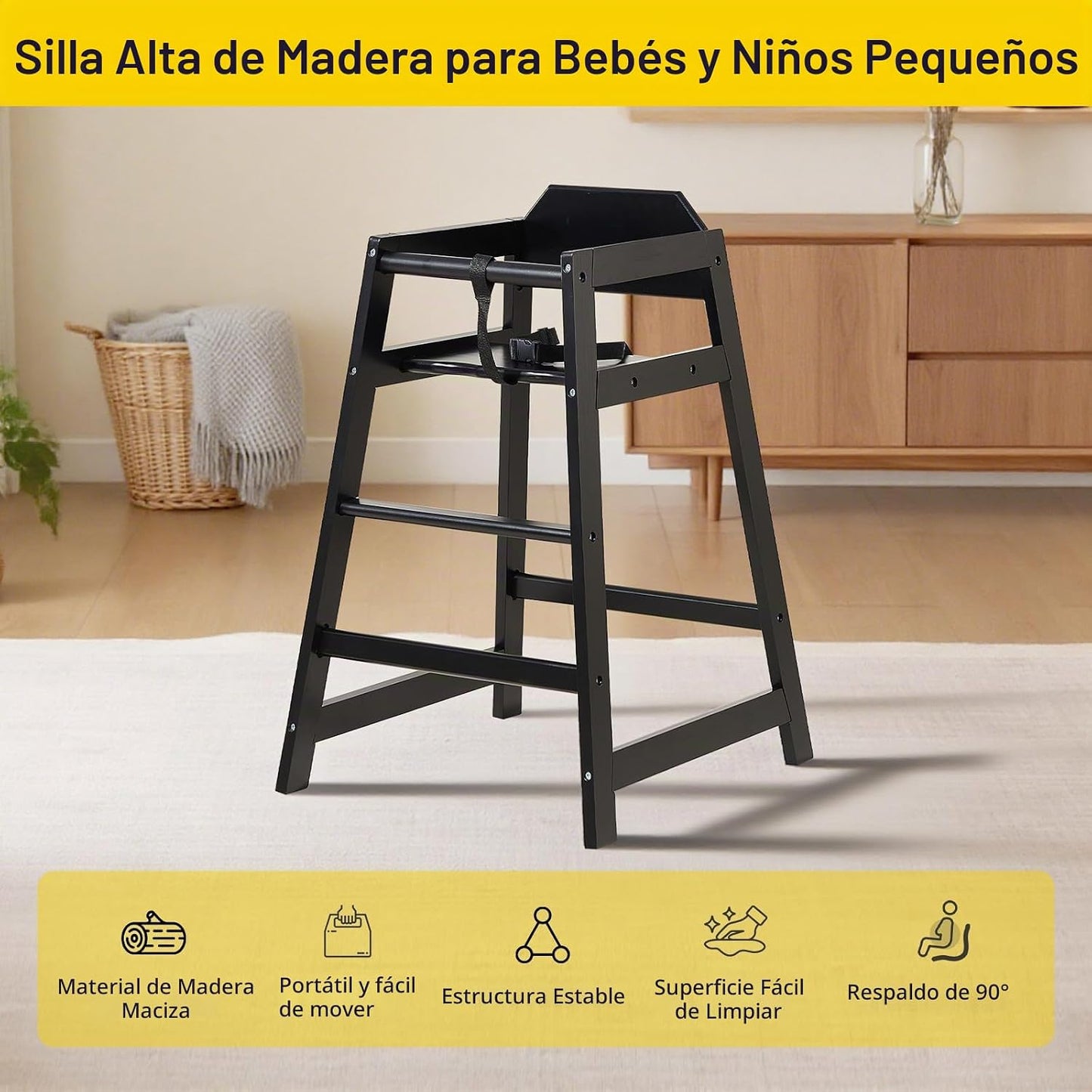 Neoflavie - Silla alta de madera para bebés y niños pequeños, color...