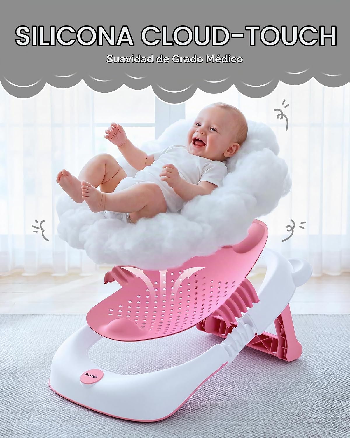 ISELECTOR Soporte de baño plegable para bebé, asiento de bañera por...