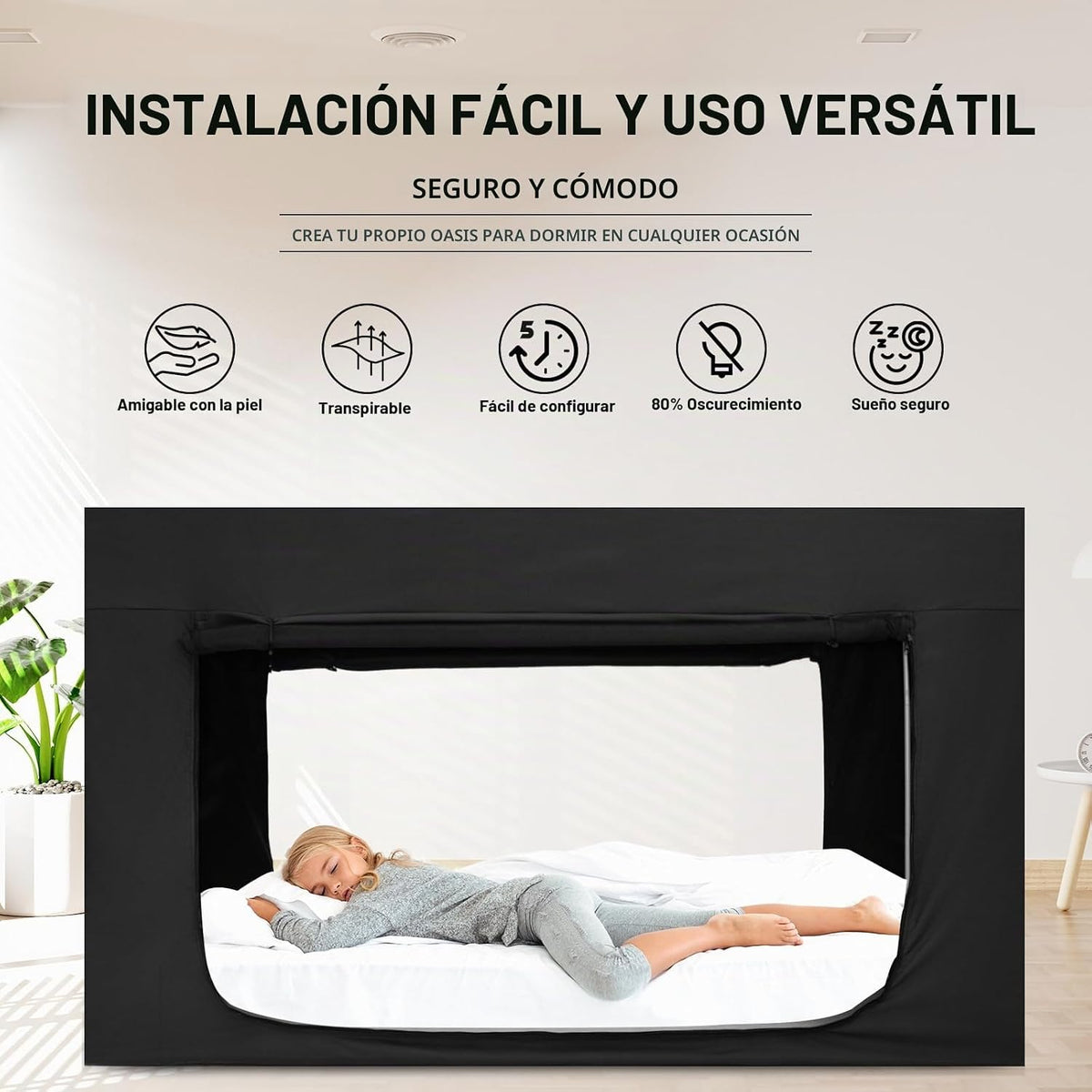 Quinnsus - Tienda de campaña para cama, toldo de cama tamaño Queen...