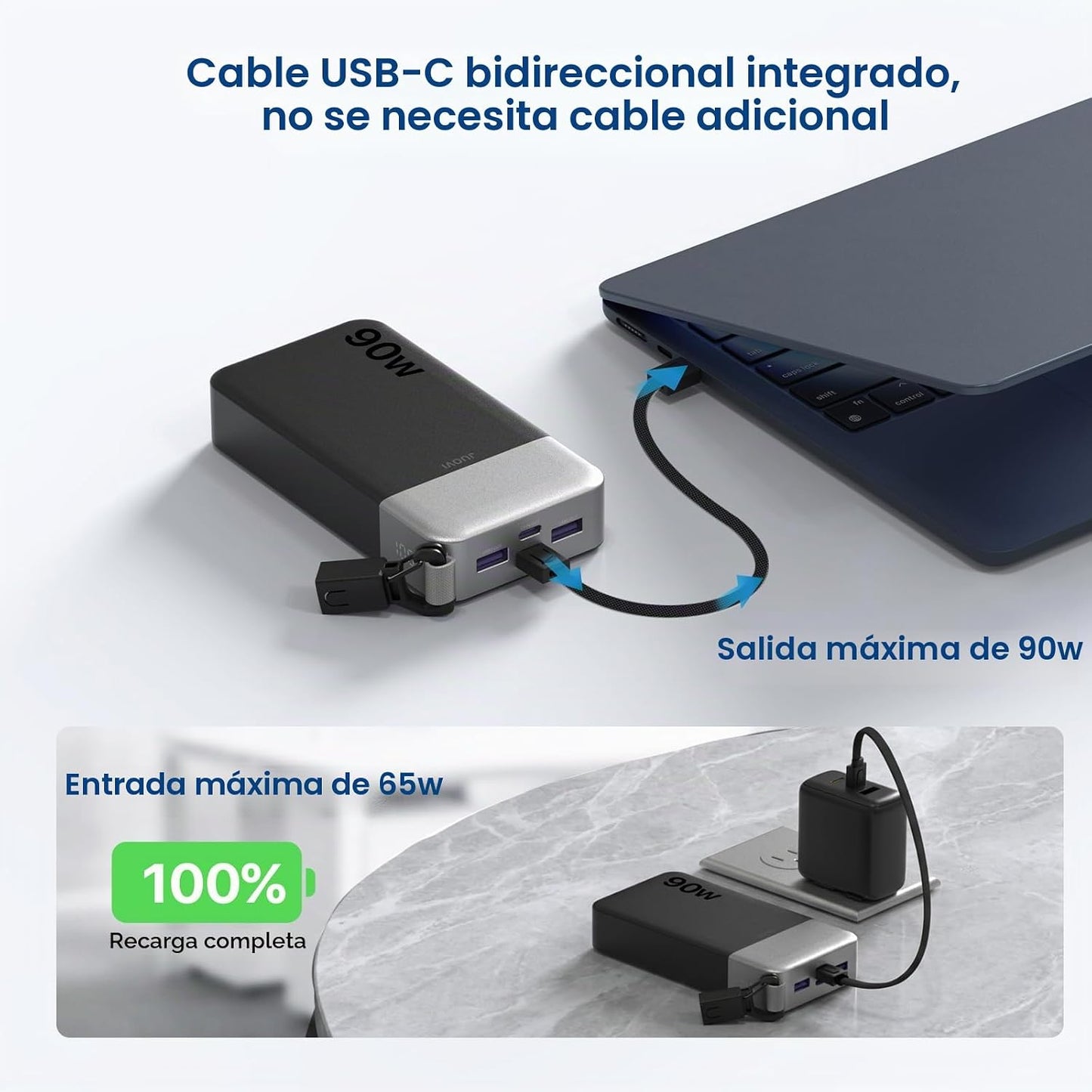 JUOVI Cargador portátil del ordenador portátil del banco 90W 20000m...
