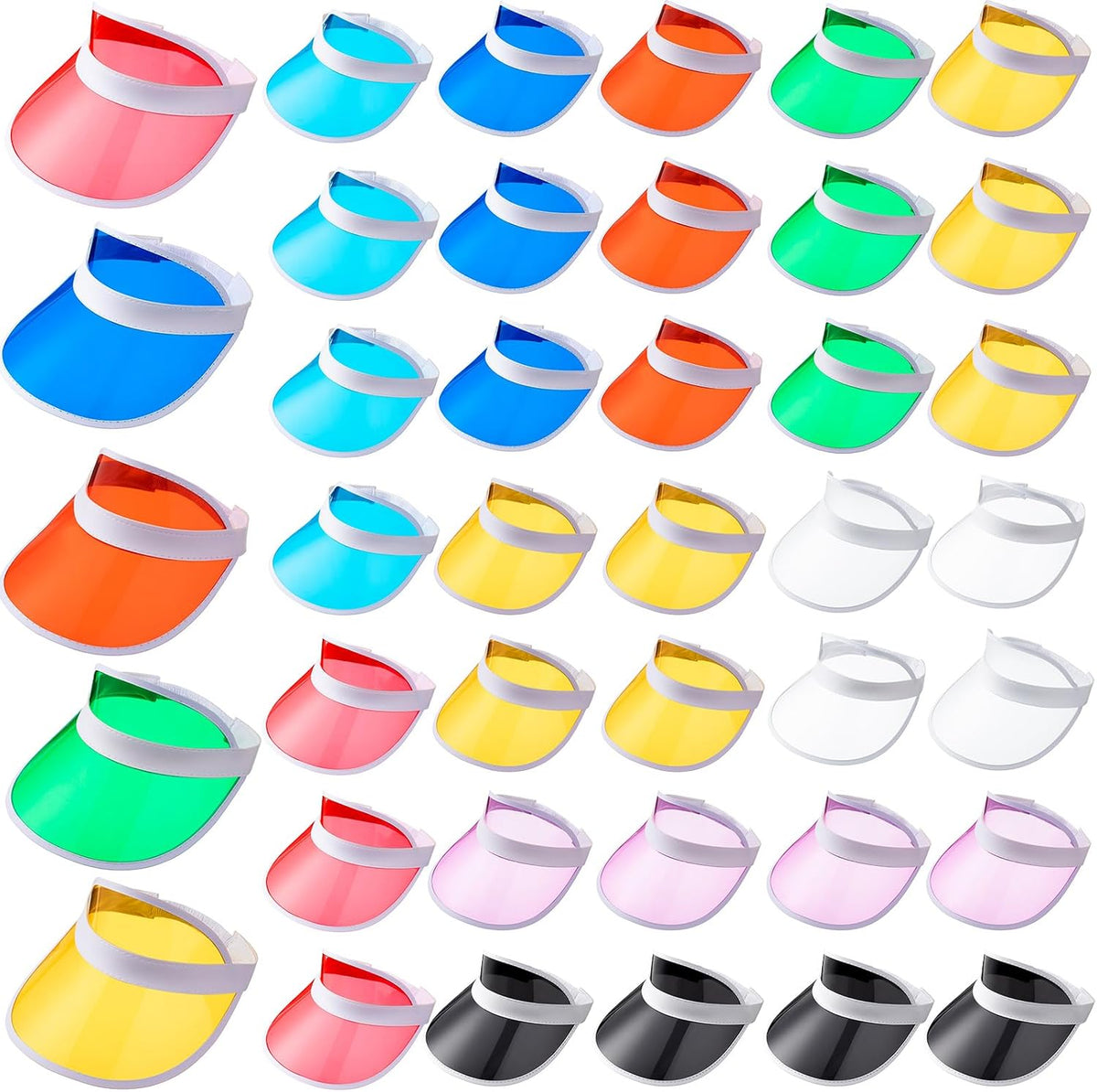 Vabean Paquete de 40 sombreros de plástico con visera solar para mu...