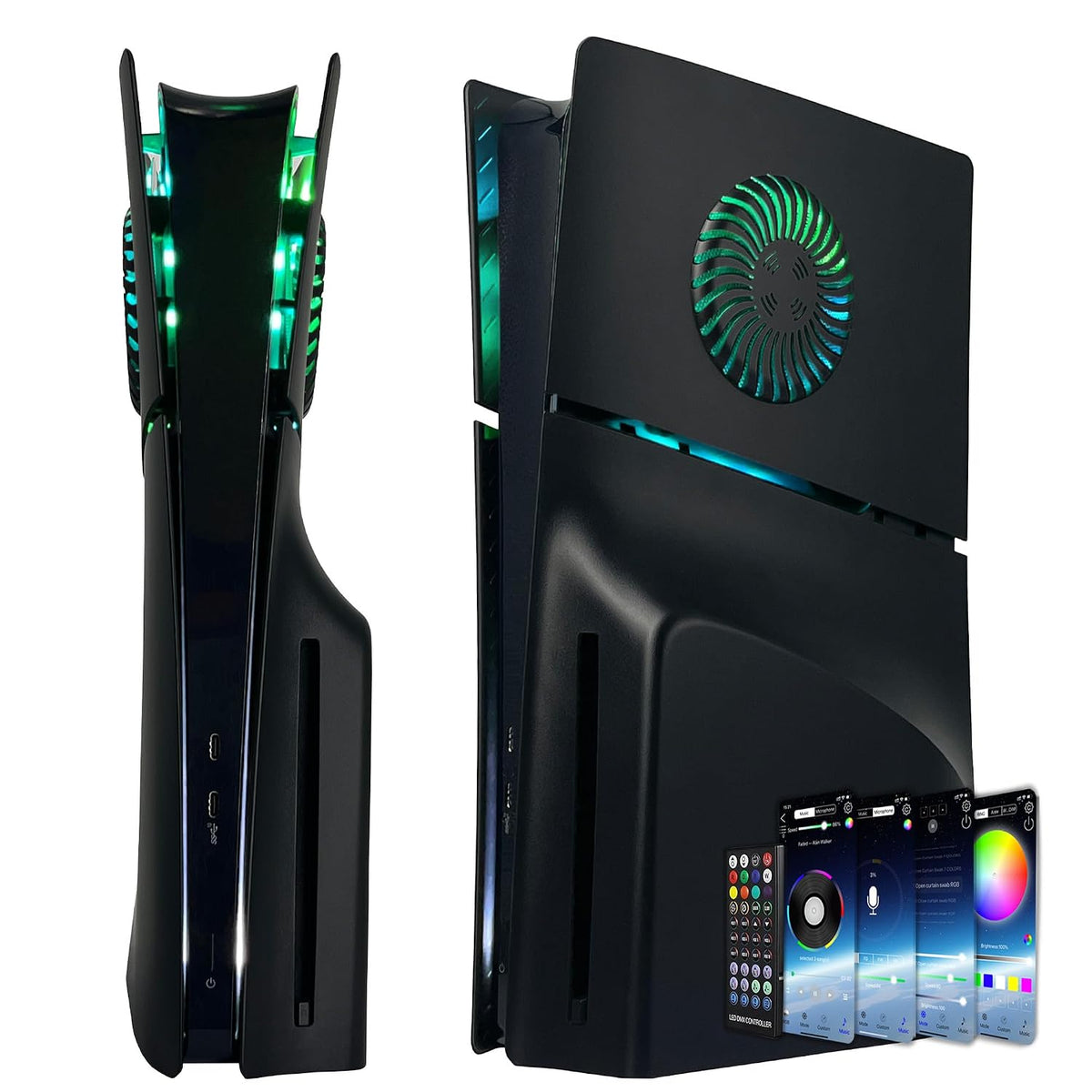 Placa Frontal para PS5 Slim Disc Edition con Tira de Luz RGB y Filt...