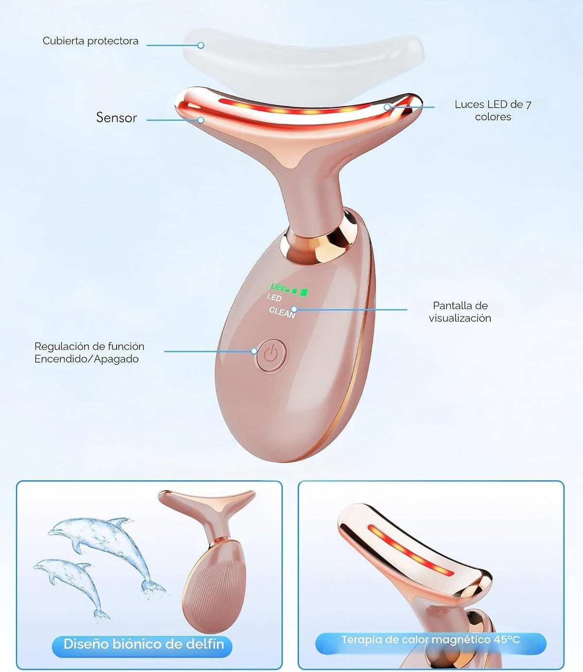 SDKWDH Terapia de Luz Roja para Cara y Cuello, Herramienta de Masaj...