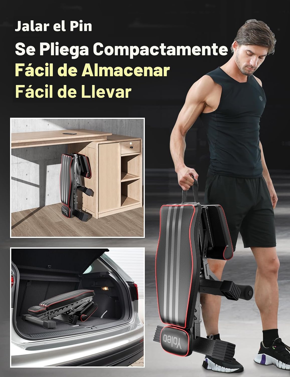 Banco de pesas ajustable YOLEO, certificado ASTM 827LBS | 98% premo...