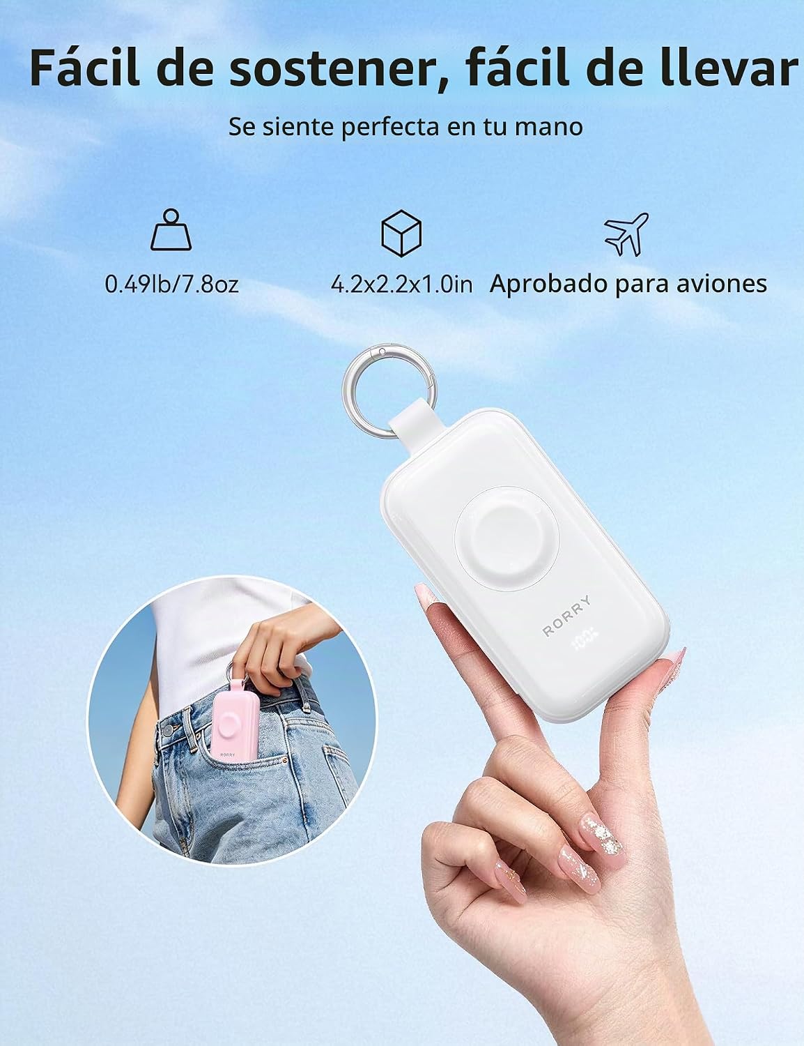 RORRY CharmGo Cargador portátil de 45 W de carga rápida, llavero de...