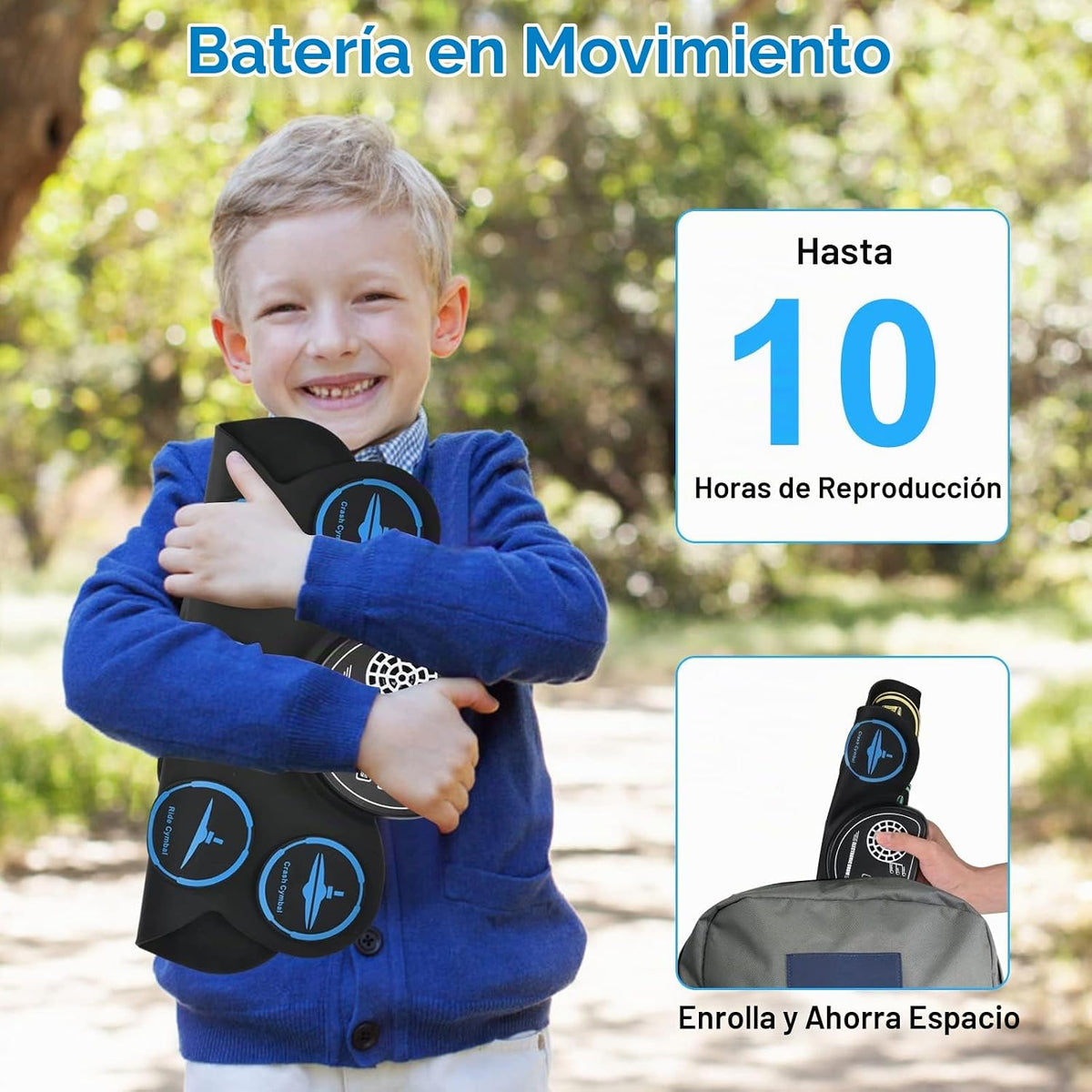 Batería Electrónica, Marrilley Almohadilla de Práctica de 9 Tambore...