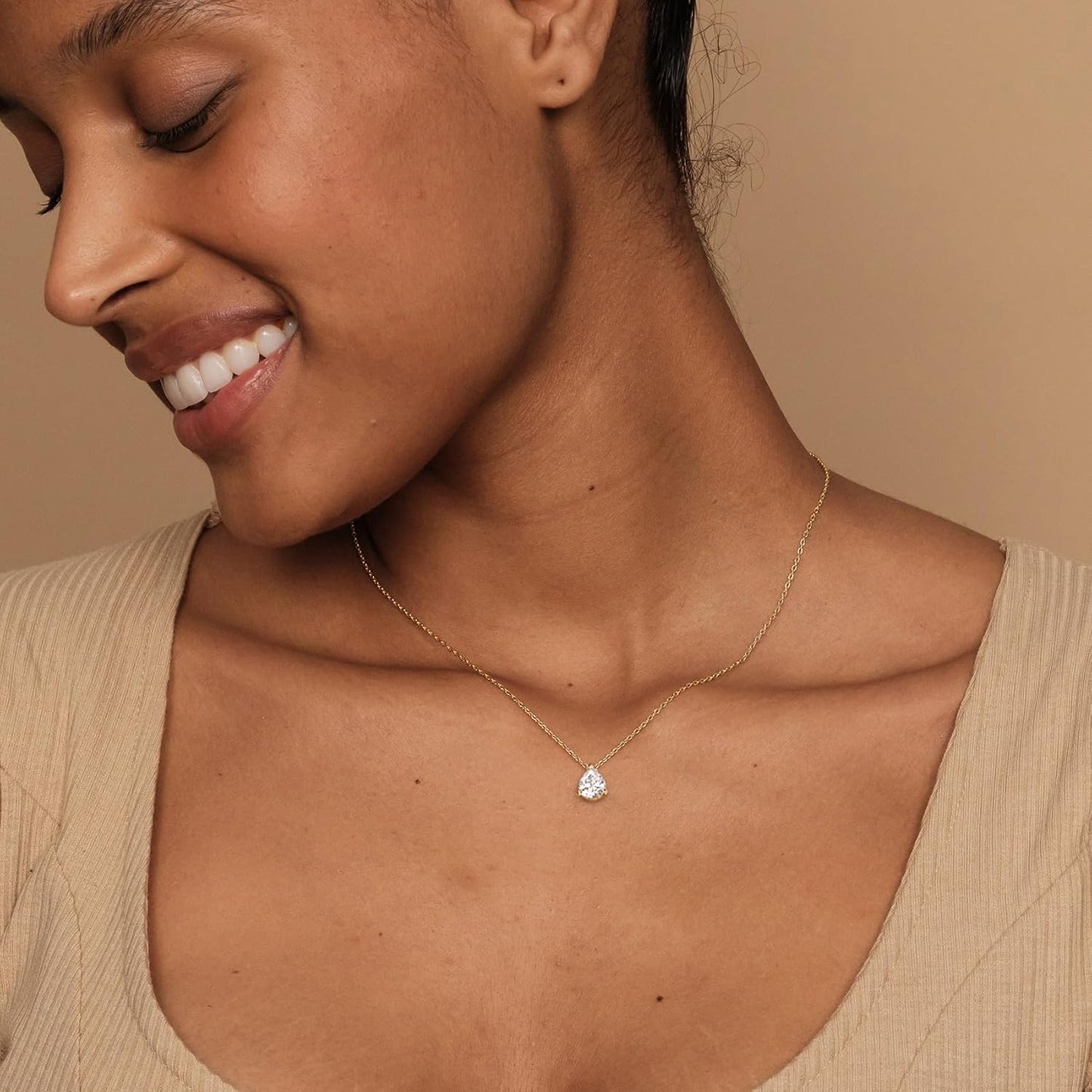 PAVOI Collar con colgante de diamante de circonita cúbica chapado e...