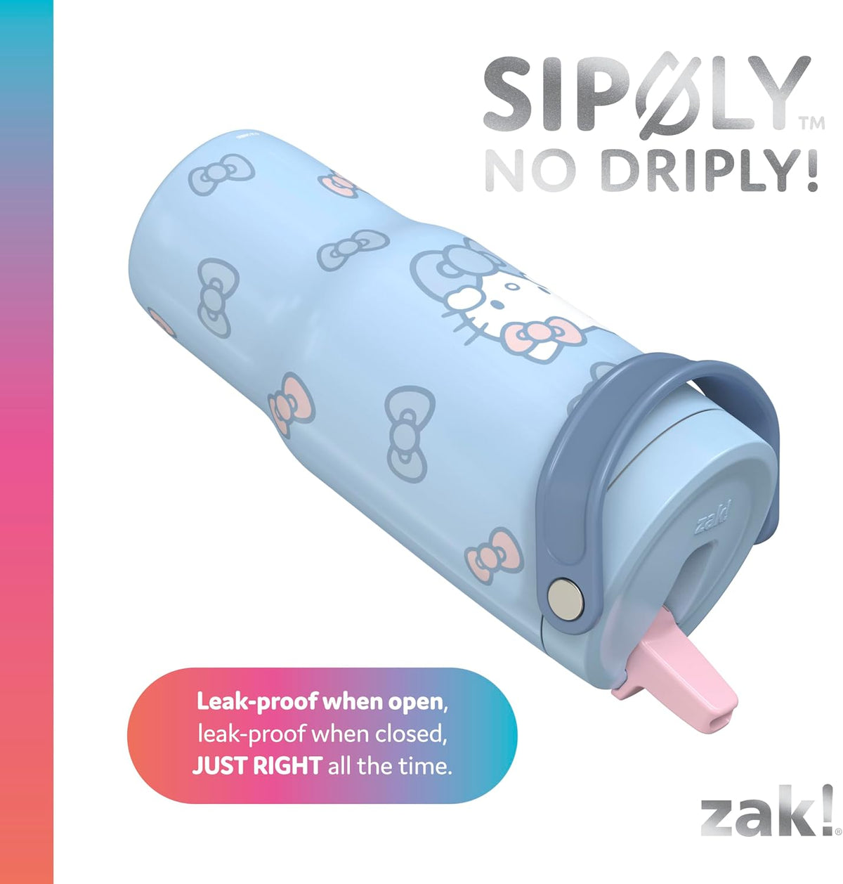 Zak Designs Sanrio Siply Sutton - Vaso para la escuela o viajes, bo...