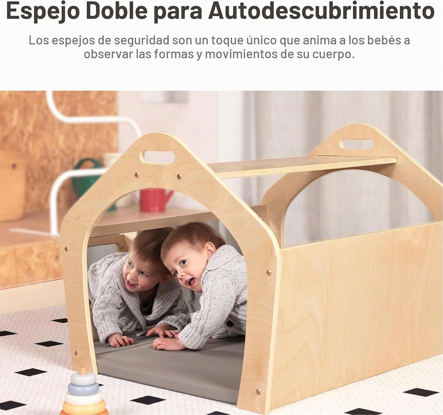 KRAND Casa de juegos Montessori, juguete de gateo para bebé con 2 e...