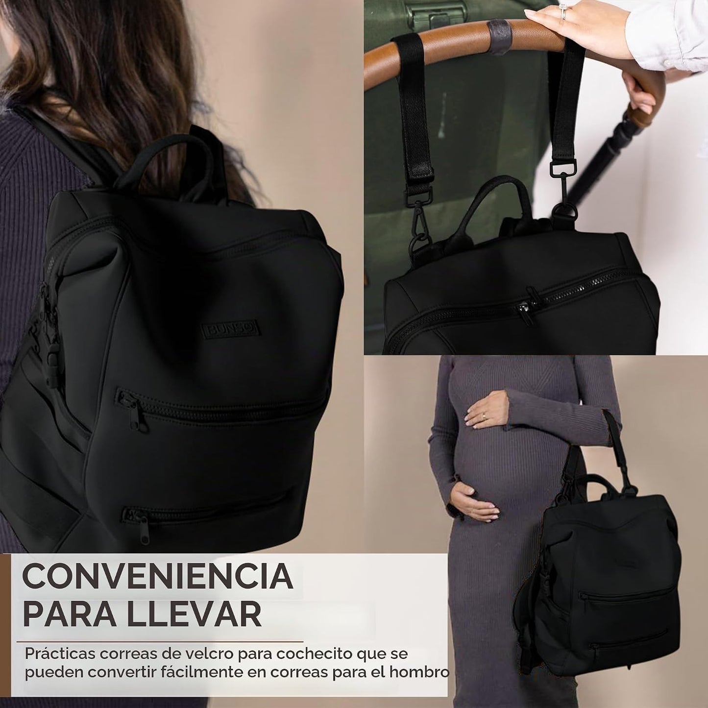 BUNSO Baby Bolsa de pañales de neopreno, mochila minimalista con bo...