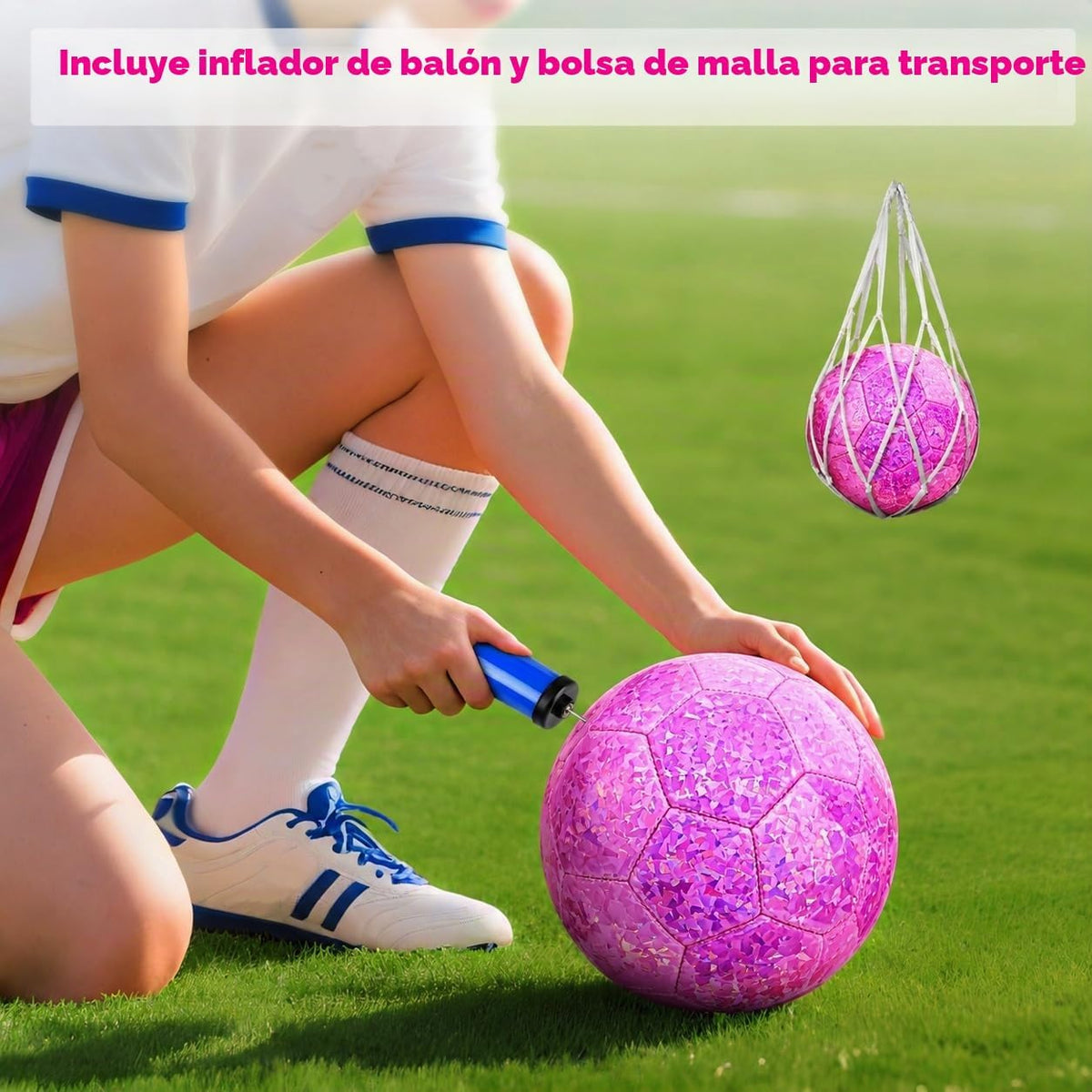 Champhox Pelota de fútbol tamaño 4 con purpurina rosa - Pelota de f...