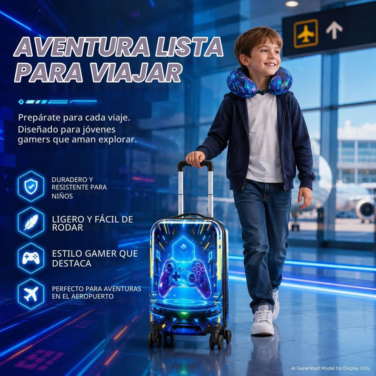 Juego de 5 maletas para niños, aprobado por aerolíneas con ruedas g...