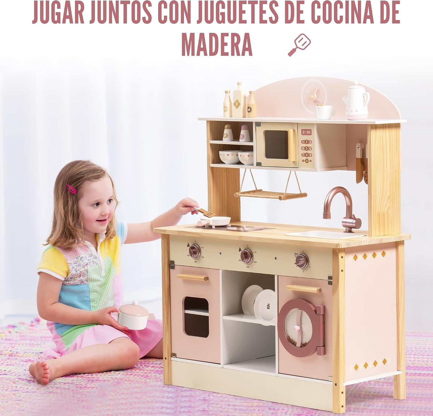 ROBOTIME Juego de cocina de madera, juego de cocina de juego de sim...