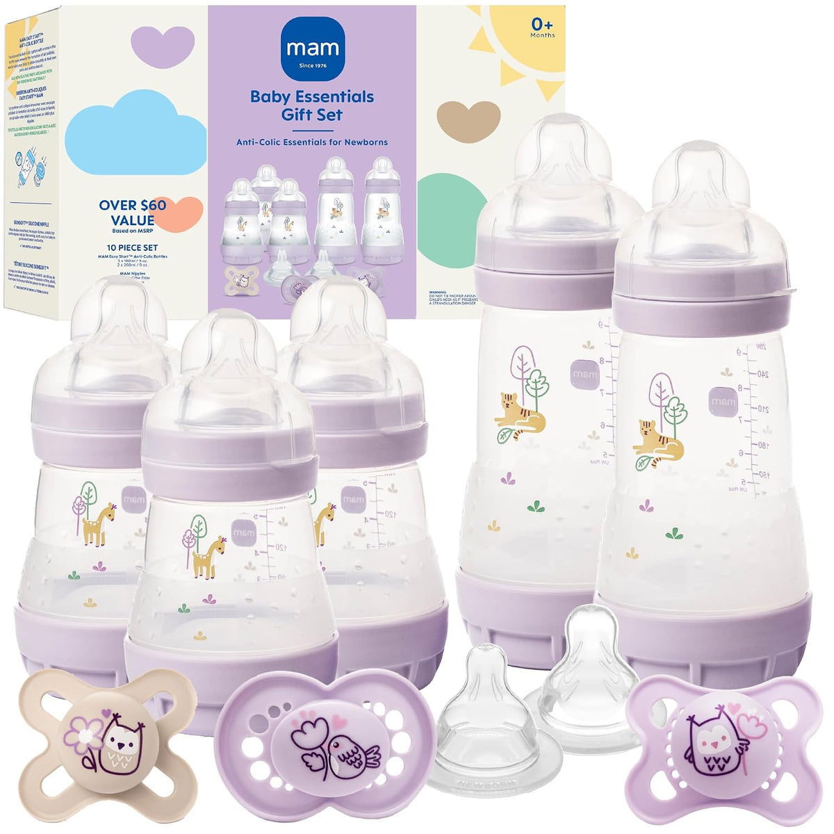 MAM Easy Start - Juego de 5 biberones y 3 chupetes anticólicos para...