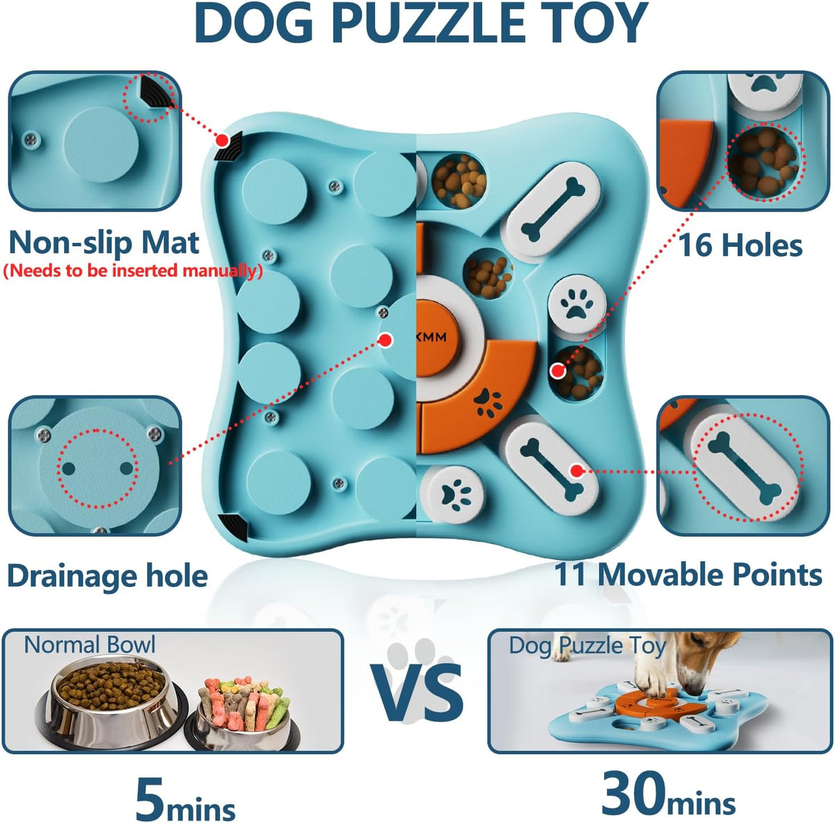 FOXMM Juguetes interactivos de rompecabezas de golosinas para perro...