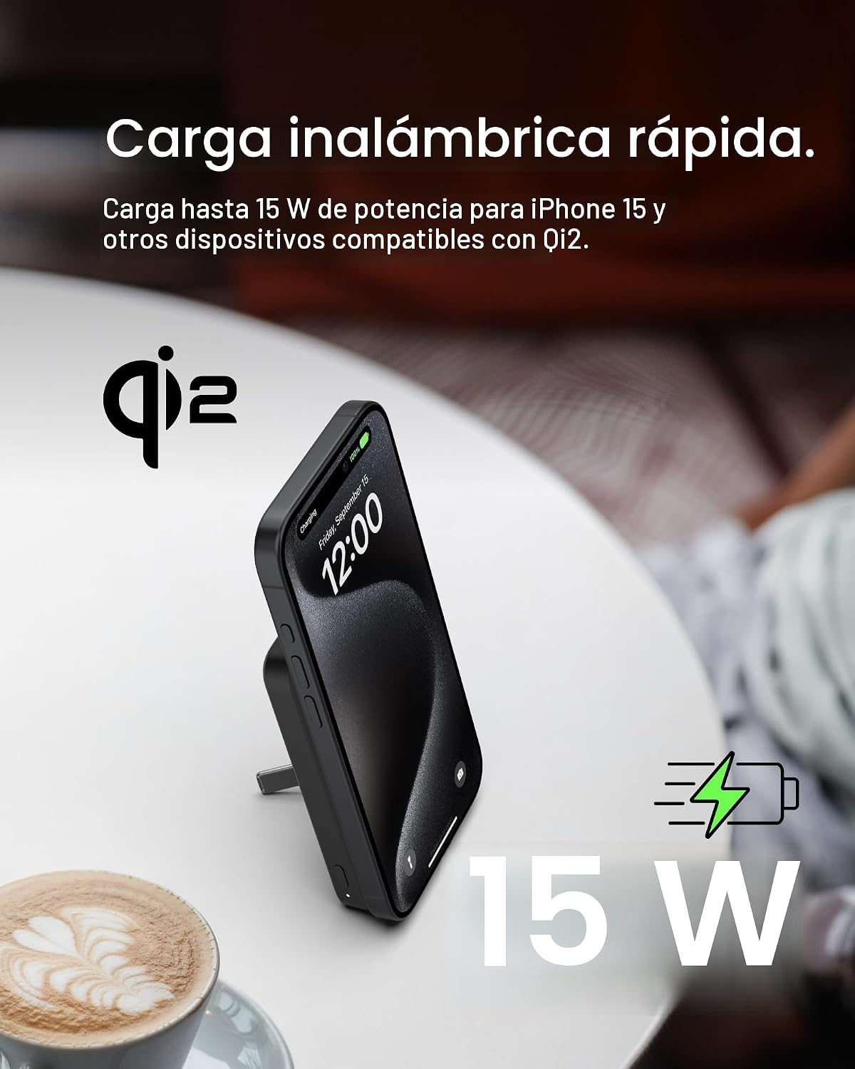 Belkin Cargador portátil, banco de energía inalámbrico de 15 W 5000...