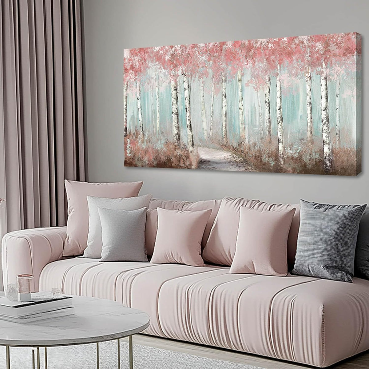 Arte de pared botánico para habitación de niñas, árbol rosa, decora...
