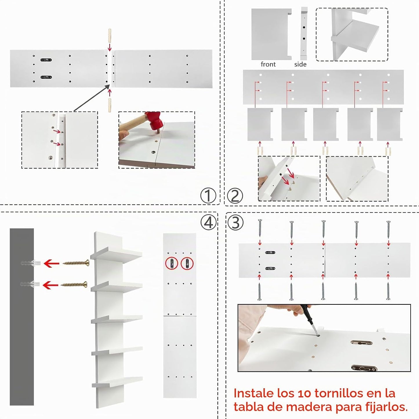 Paquete de 2 estantes de pared de 5 niveles, acabado laminado suave...