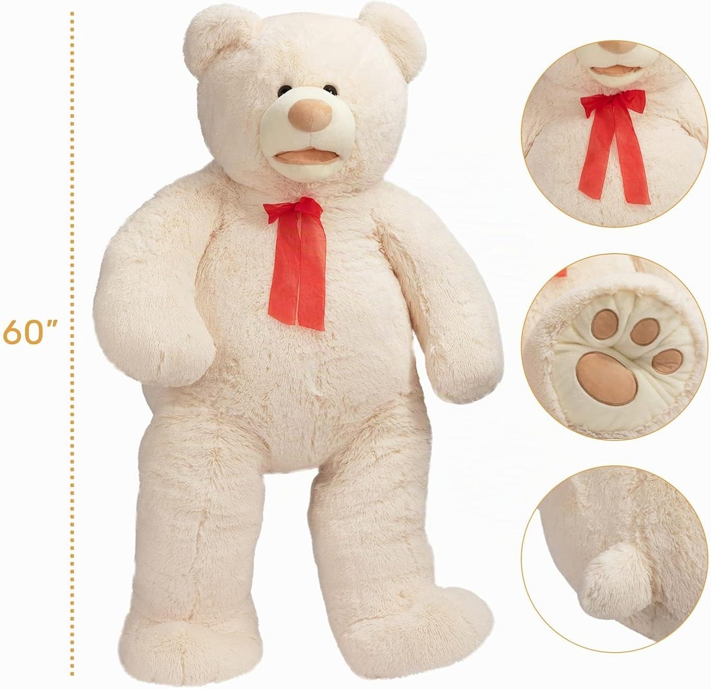 HollyHOME Oso de peluche gigante de 5 pies con huellas grandes, reg...