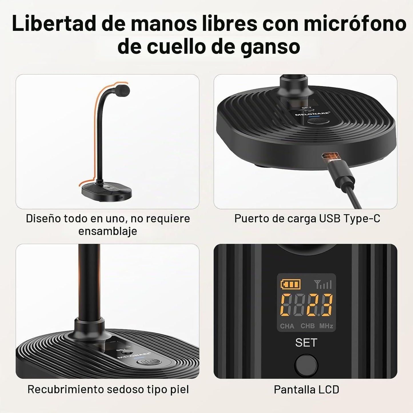 MELONARE Sistema de micrófono inalámbrico de conferencia de 4 canal...
