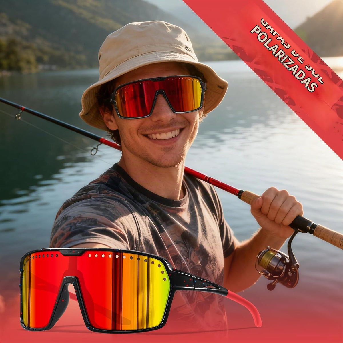 KUGUAOK Gafas de sol polarizadas deportivas para hombre y mujer, ga...
