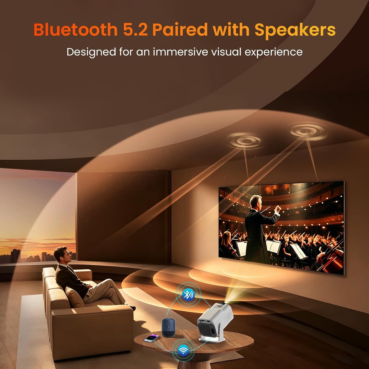 Mini proyector con WiFi y soporte Bluetooth 4K 1080P FHD 2026 Proye...
