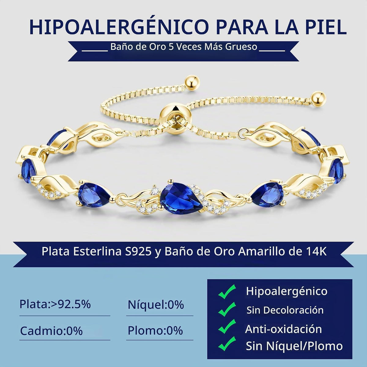 FANCIME Pulsera de tenis ajustable con piedra natal para mujer | Di...