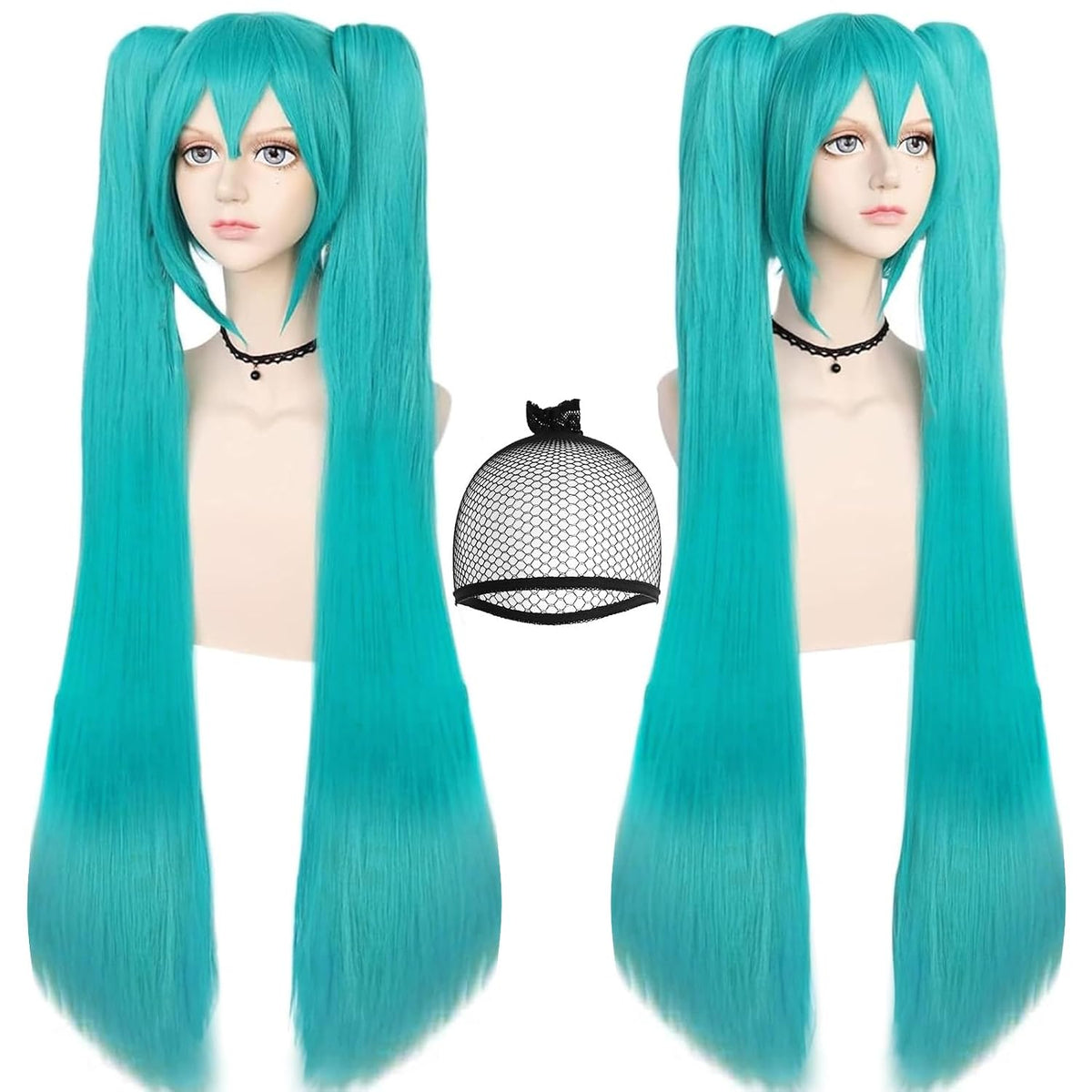 ANOGOL - Gorra de pelo + peluca verde de 48 pulgadas\/120 cm, peluc...
