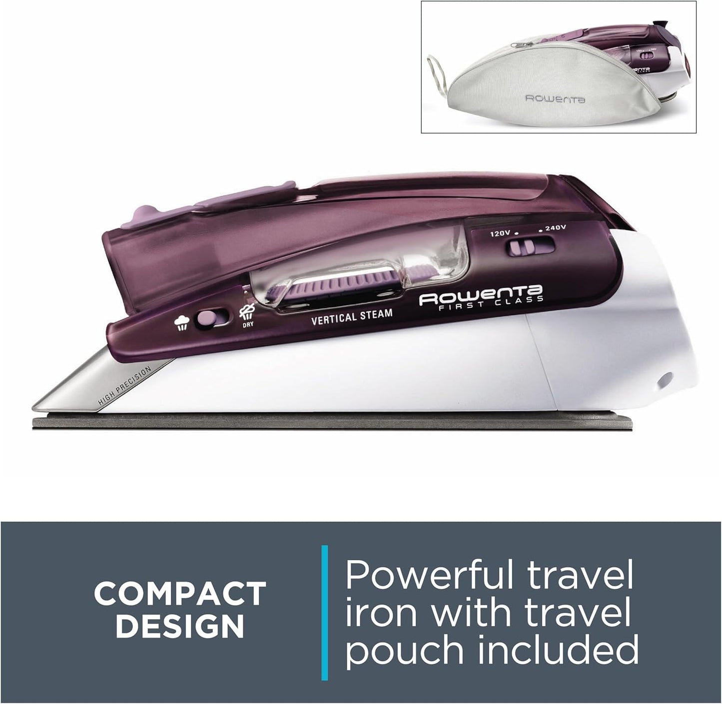Rowenta Plancha de Viaje, Plancha Compacta de Acero Inoxidable con...