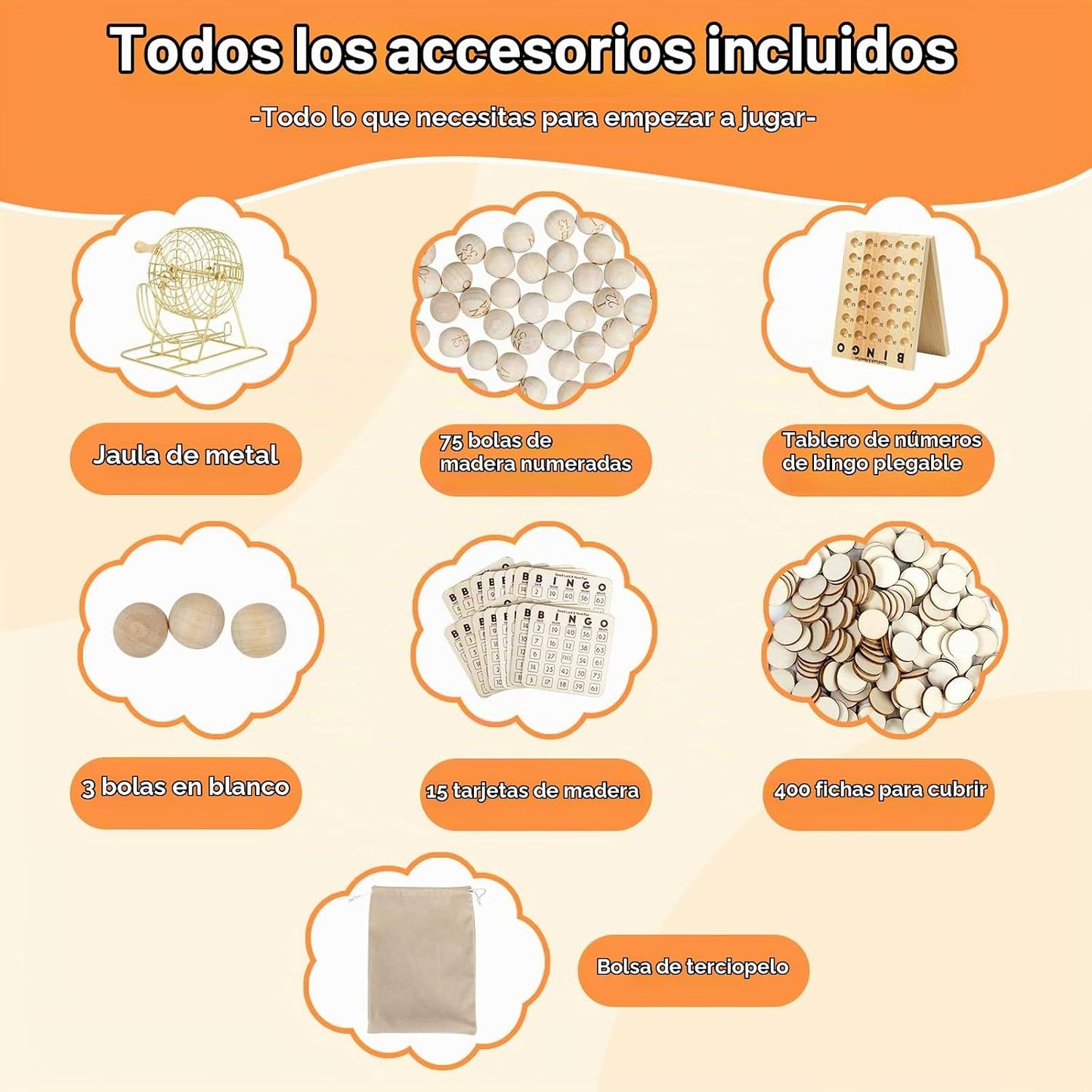 Extguds Juego de bingo de madera \u2013 Kit de bingo de lujo con ja...