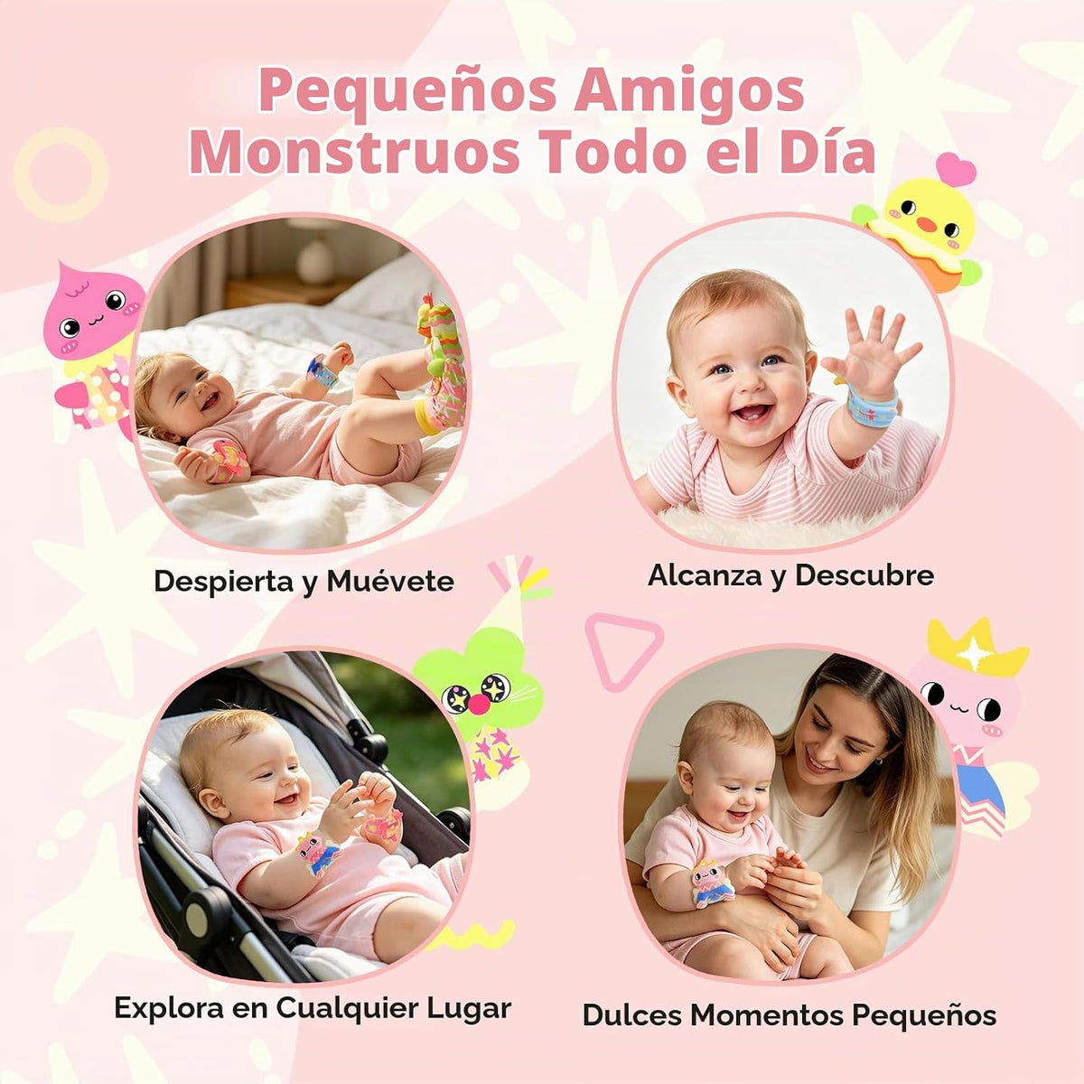 Zendstanding Calcetines de sonajero para bebés de 0 a 6 meses, jueg...