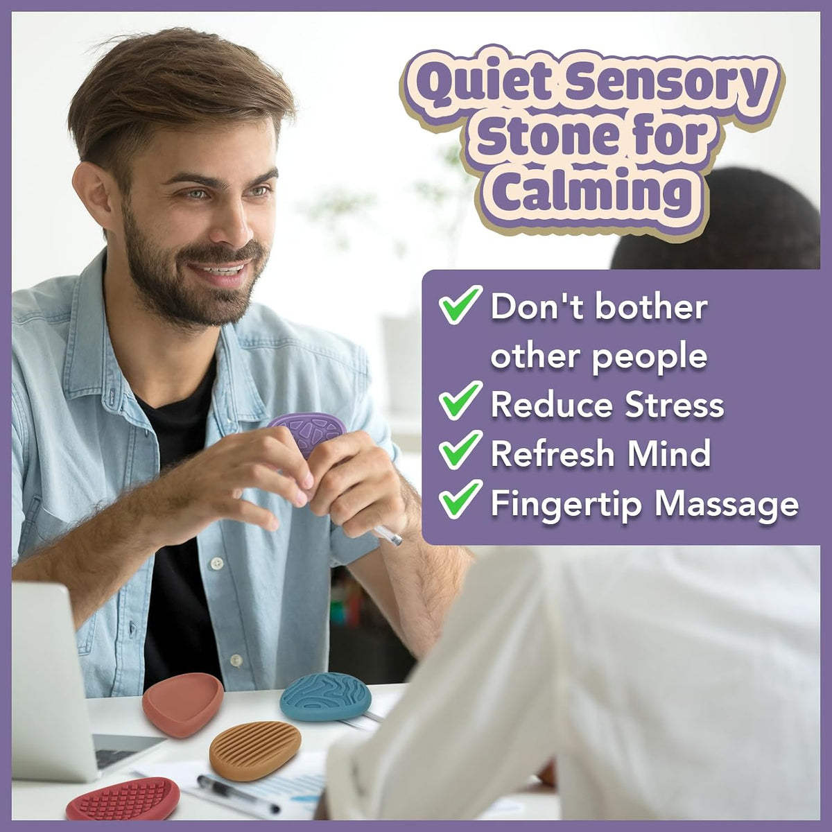 Fidget Toys - Piedra sensorial para adultos: paquete de 8 piedras d...