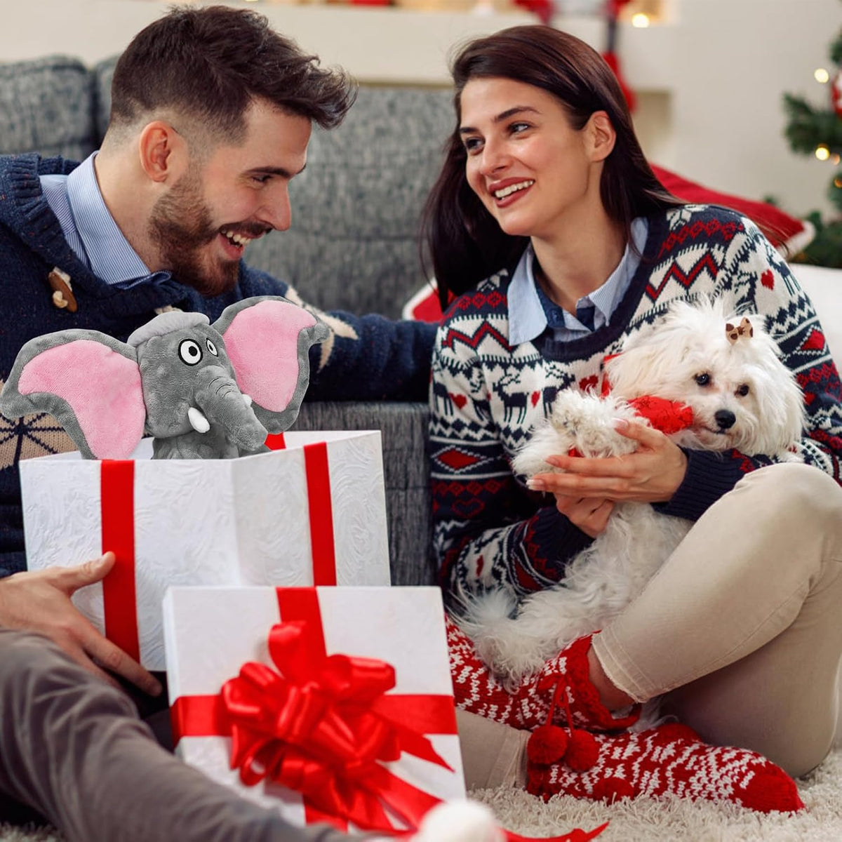 Letsmeet - Juguetes de peluche grandes y chirriantes y papel arruga...