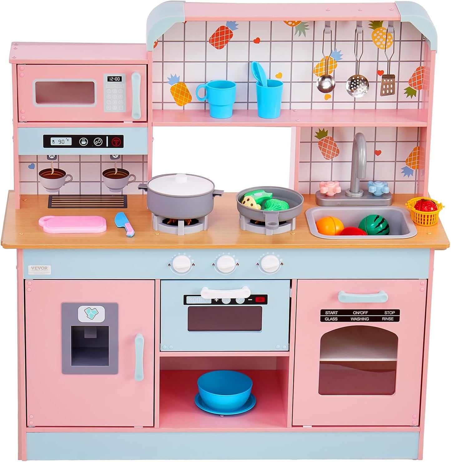 VEVOR Cocina de Juguete de Madera, Cocina de Juego para Niños con L...