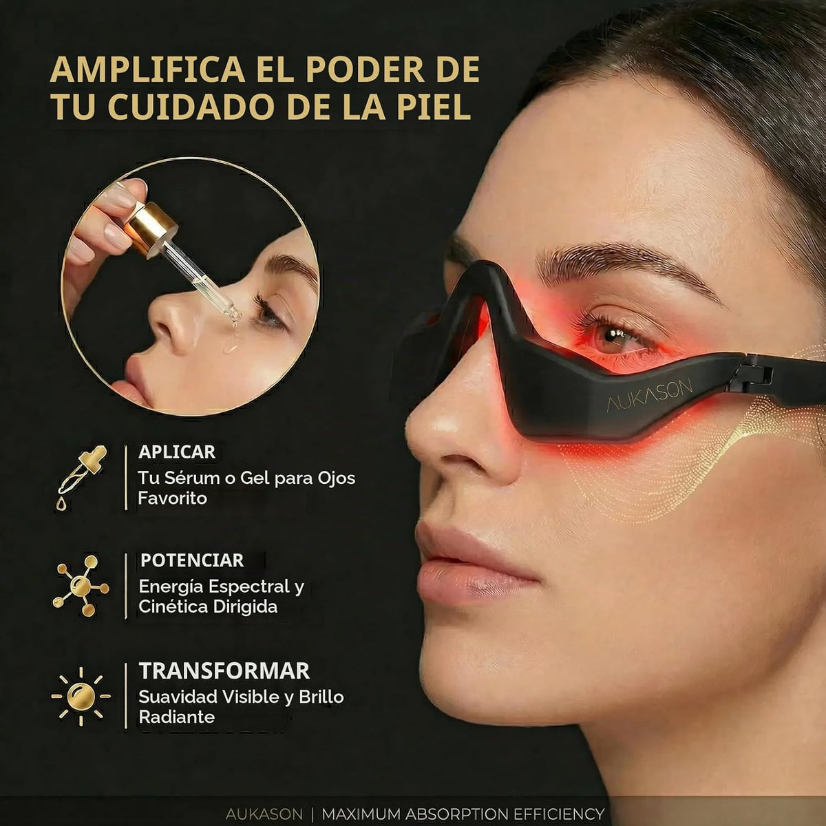 Dispositivo de belleza de ojos con luz roja: herramienta de masajea...