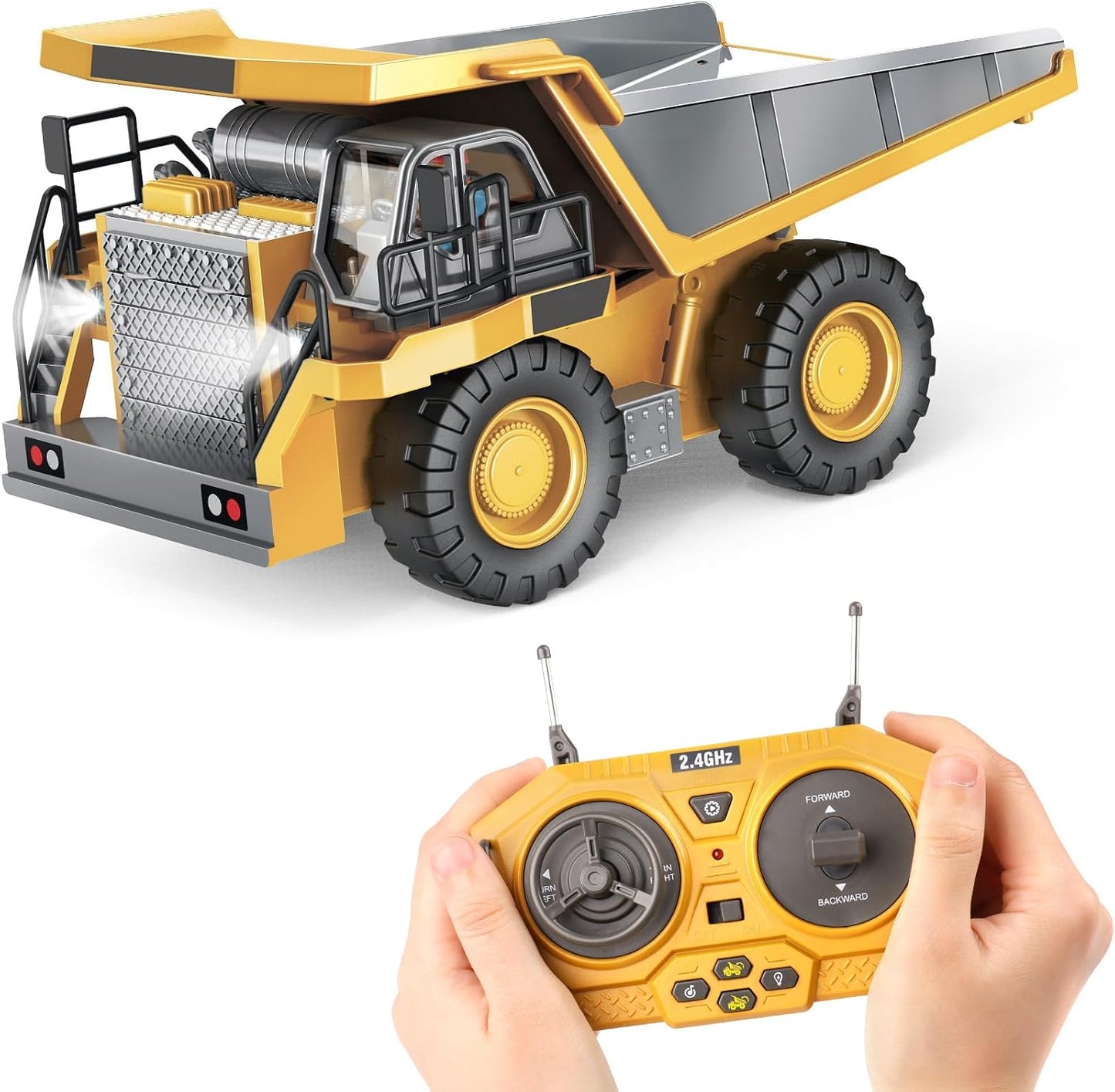 PREPOP Camión volquete RC para niños, camión de construcción a cont...
