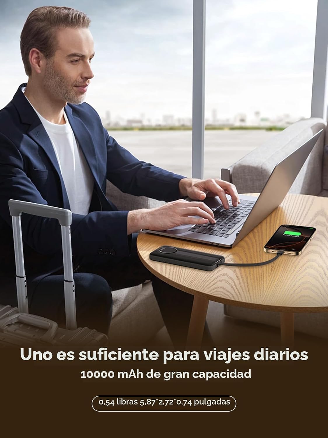 Aioneus Cargador portátil, banco de energía de 10000 mAh con cables...