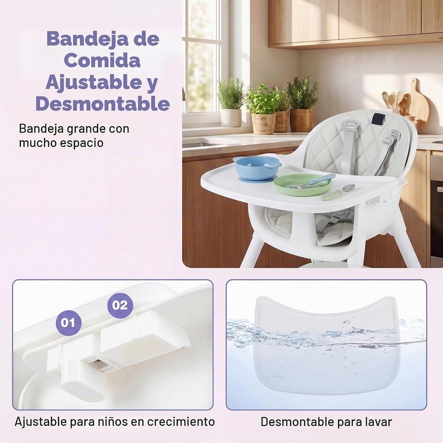 HONEY JOY Silla alta 6 en 1, silla alta convertible para bebés y ni...