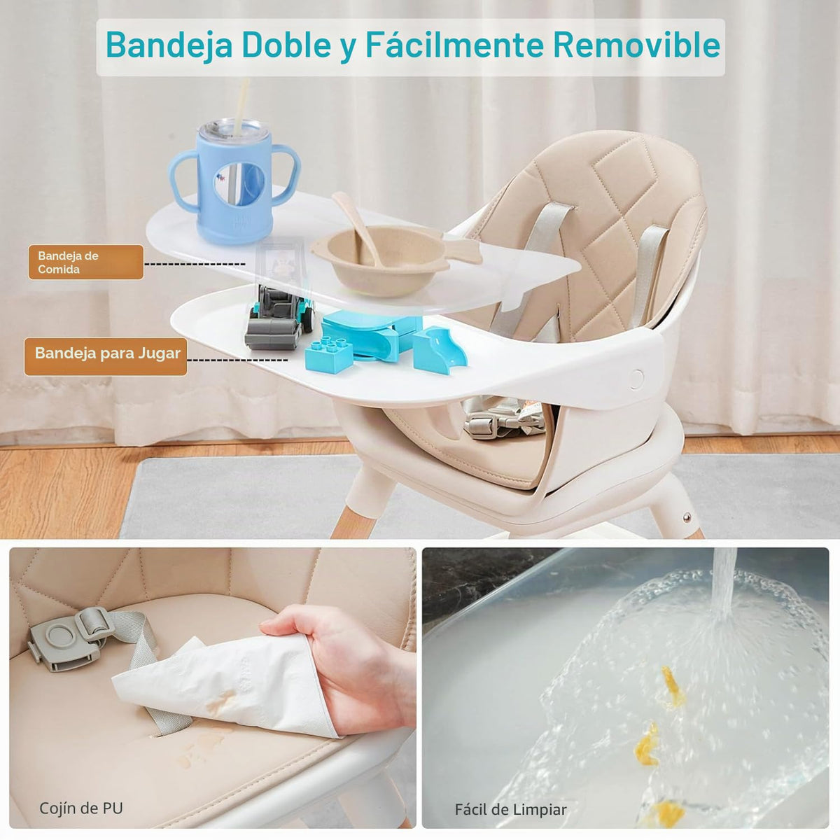 Komcot Silla Alta, Sillas Altas Convertibles de Madera 6 en 1 para...