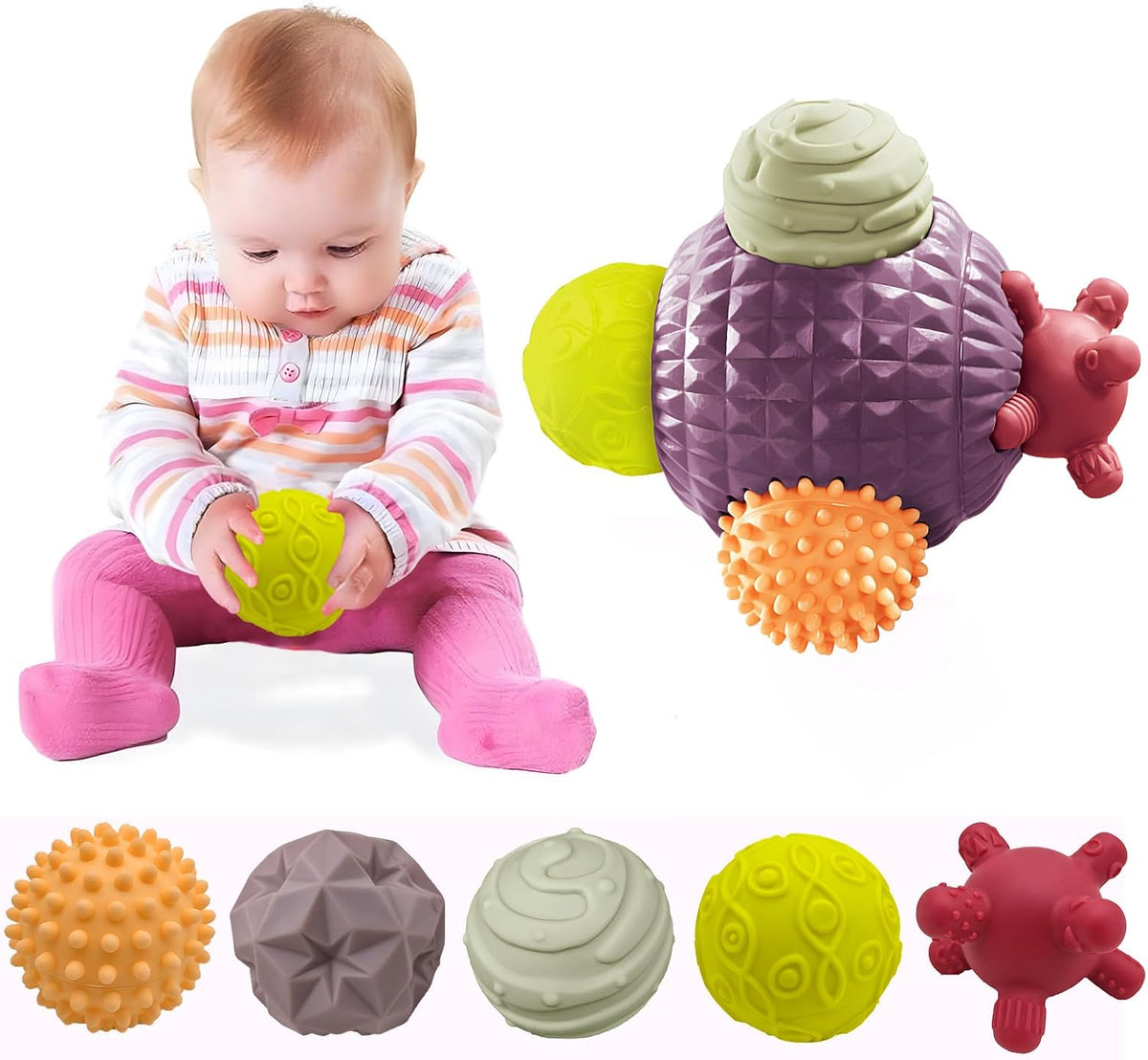 Bolas sensoriales ROHSCE para niños pequeños de 1 a 3 años, juguete...