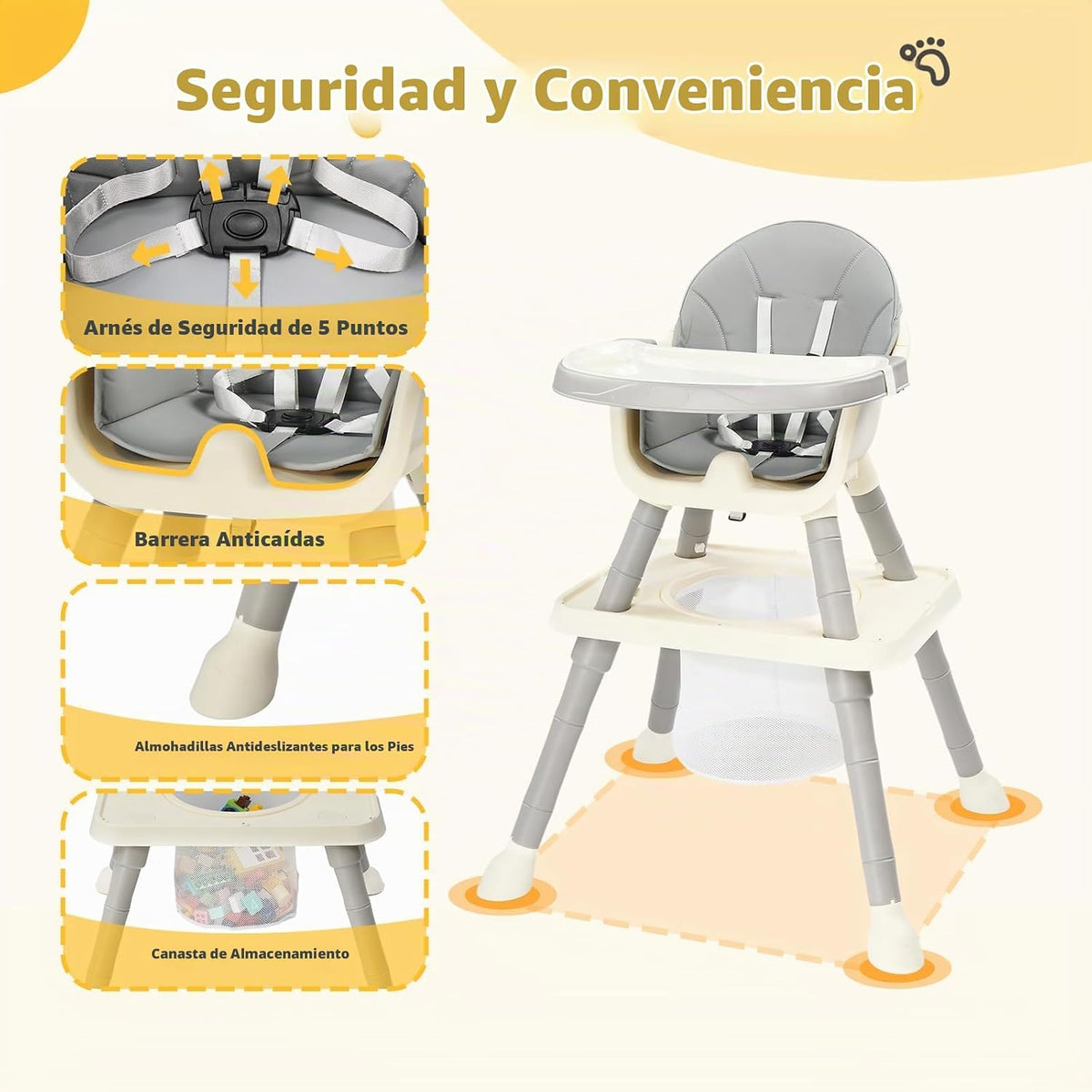 JOYMOR Silla alta convertible 5 en 1 para bebés y niños pequeños, j...