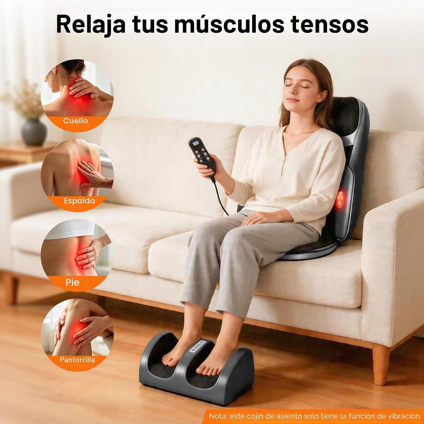 Kalamera Shiatsu Masajeador de espalda de cuello para silla con mas...