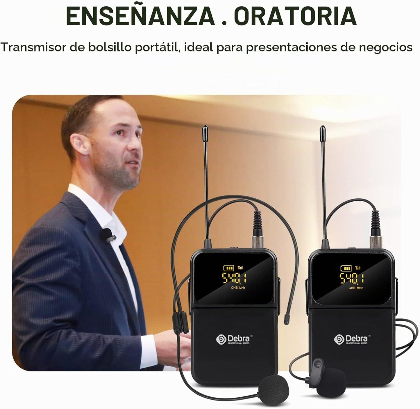 D Debra Audio Pro DU4004 UHF Sistema de micrófono inalámbrico de 4...