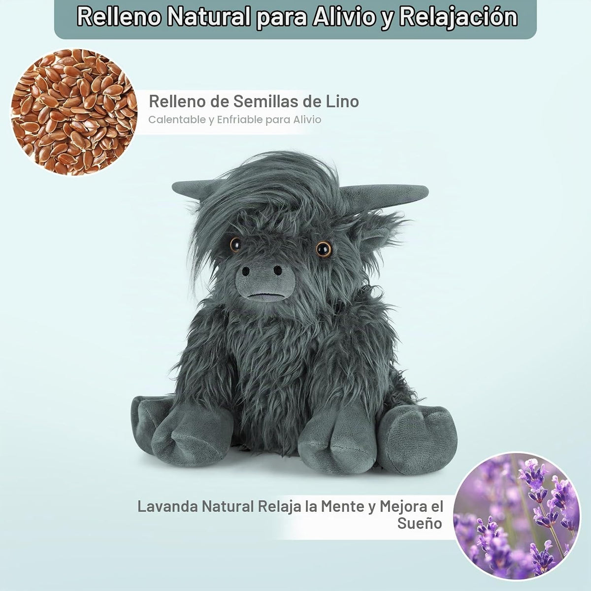 SuzziPals Peluche de Vaca Highland Calentable y Enfriable, Almohadi...