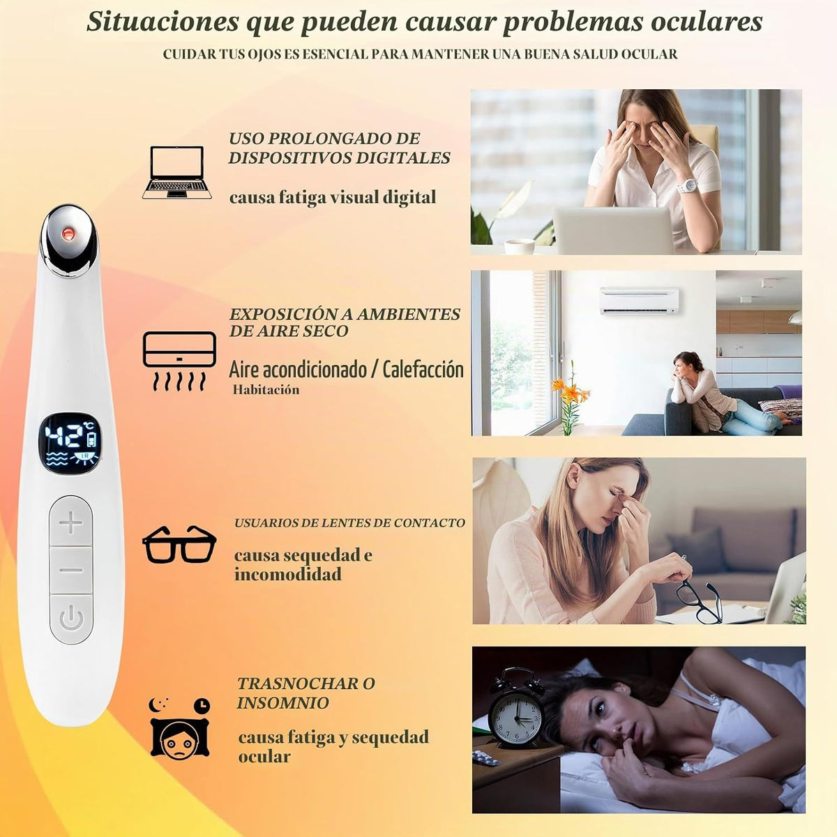 Vowleike - Varita térmica para ojos, color blanco puro | 3 en 1, te...