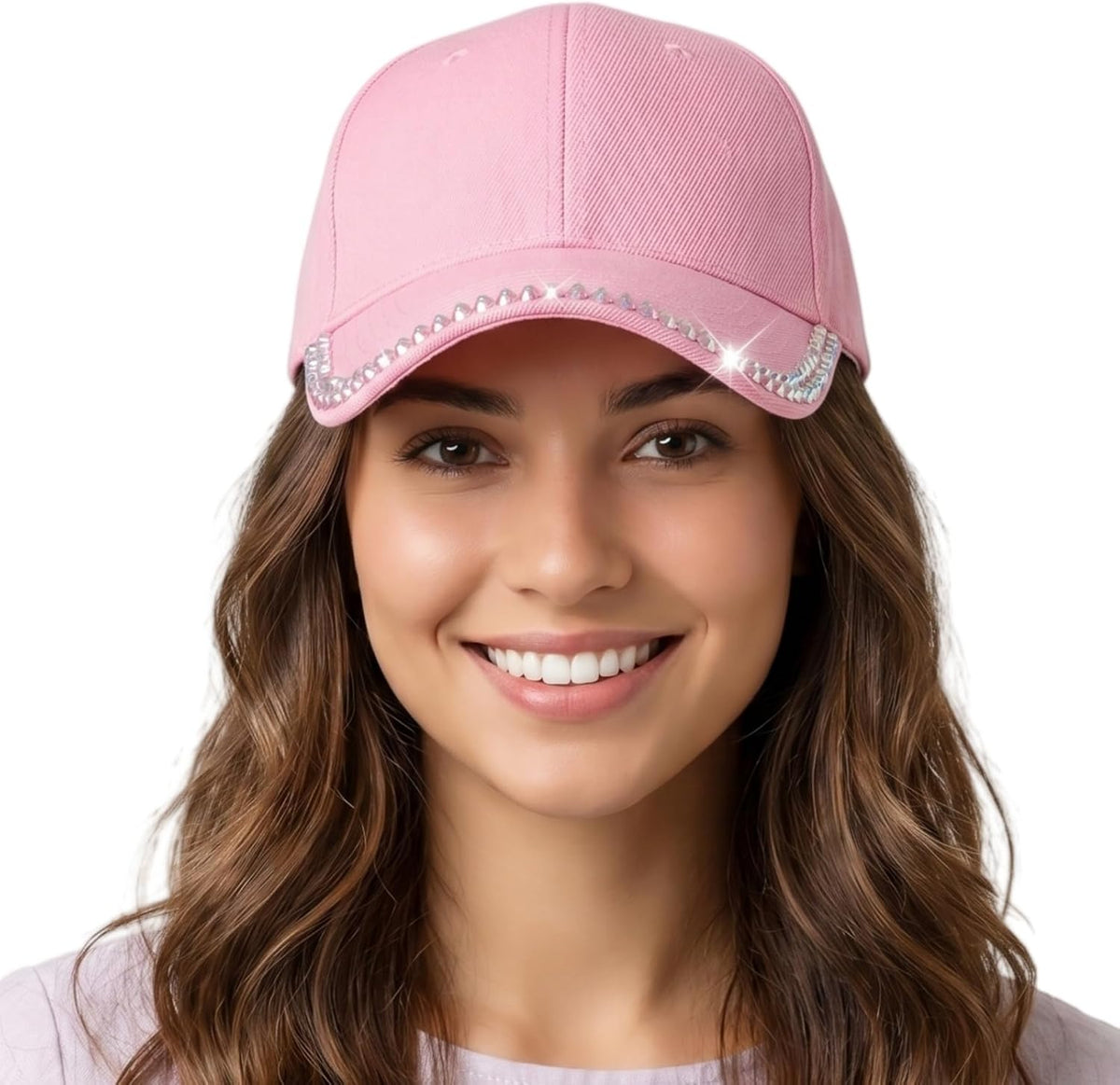 BUDUBIBI Gorra de béisbol con diamantes de imitación para mujer, go...
