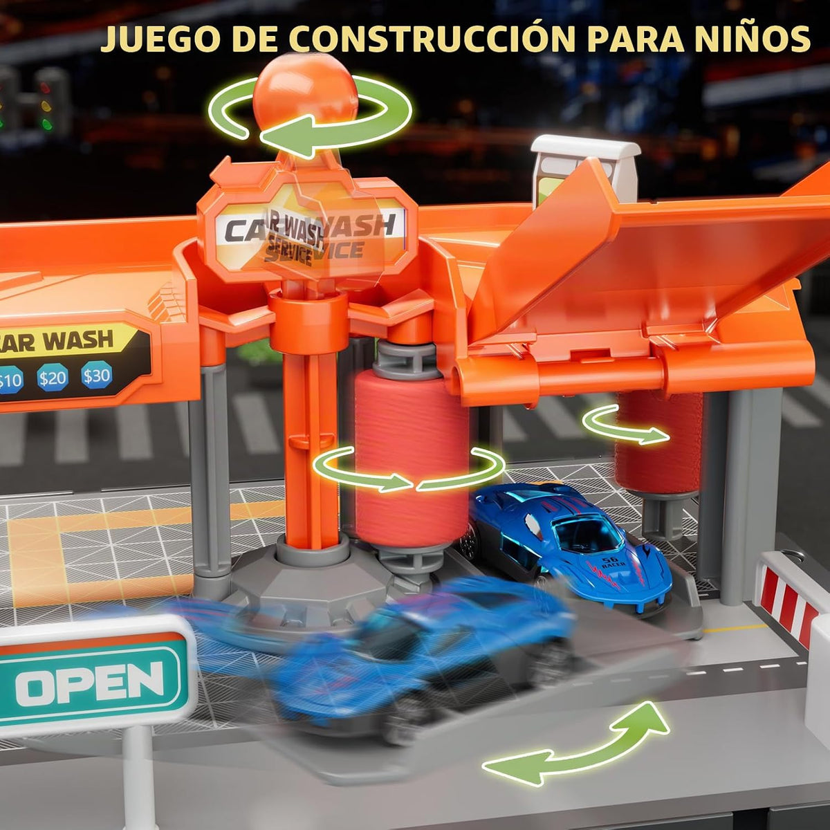 KIZONLY Juegos de autos de juguete, lavado de autos de juguete para...