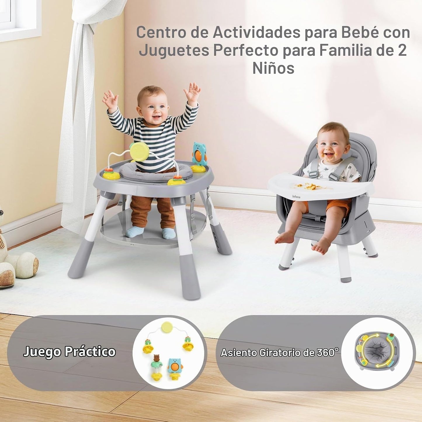 INFANS Silla alta 9 en 1, silla alta convertible para bebés y niños...